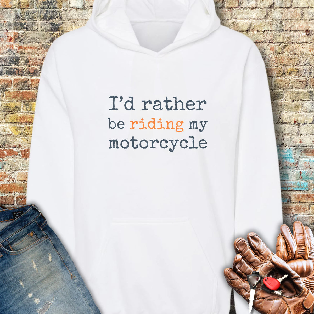 Riding My Motorcycle Hoodie - White