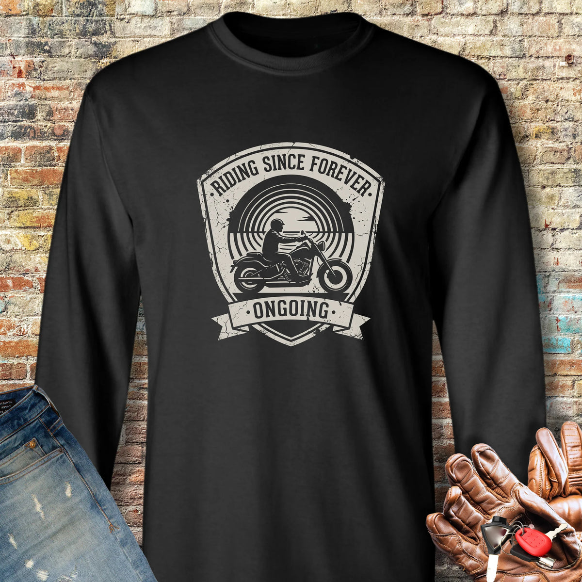 Riding Since Forever Long Sleeve T-Shirt - Black