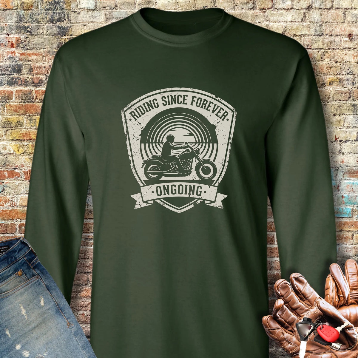 Riding Since Forever Long Sleeve T-Shirt - Forest Green
