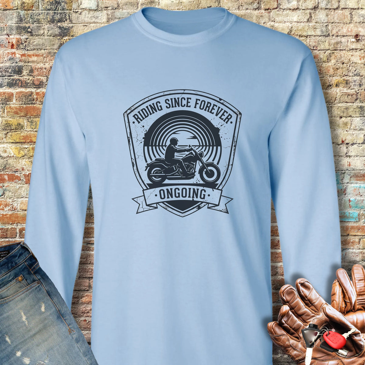 Riding Since Forever Long Sleeve T-Shirt - Light Blue