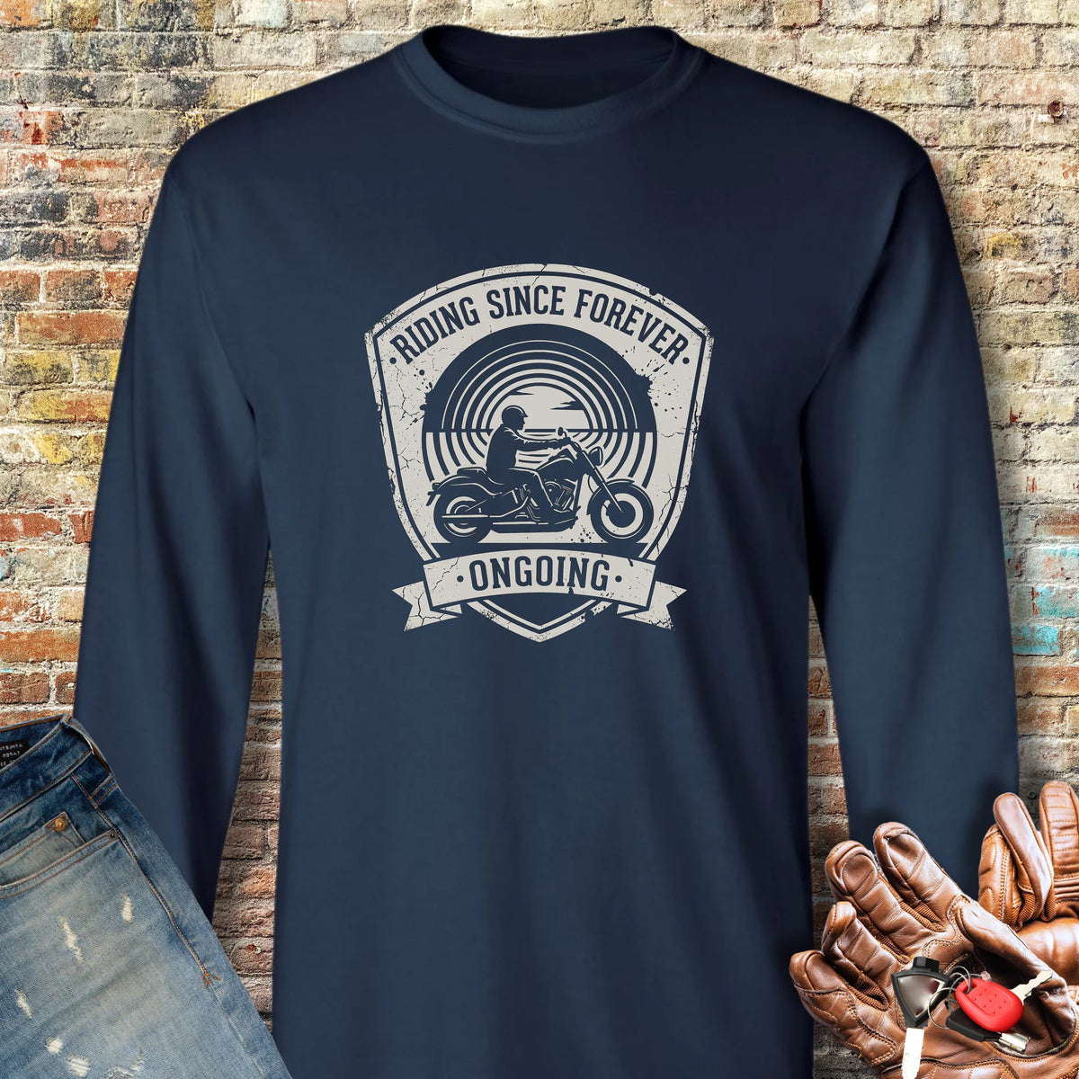 Riding Since Forever Long Sleeve T-Shirt - Navy