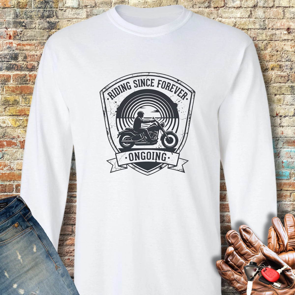 Riding Since Forever Long Sleeve T-Shirt - White