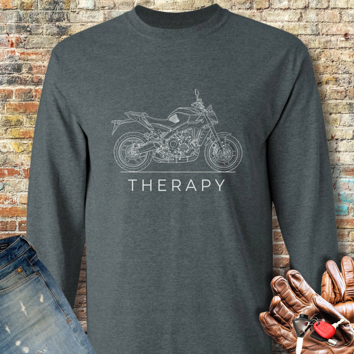 Riding Therapy Long Sleeve T-Shirt - Dark Heather