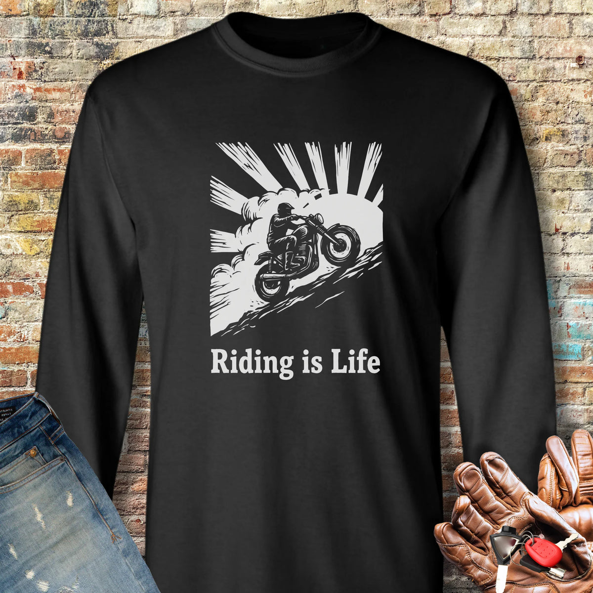 Rising Ridge Long Sleeve T-Shirt - Black