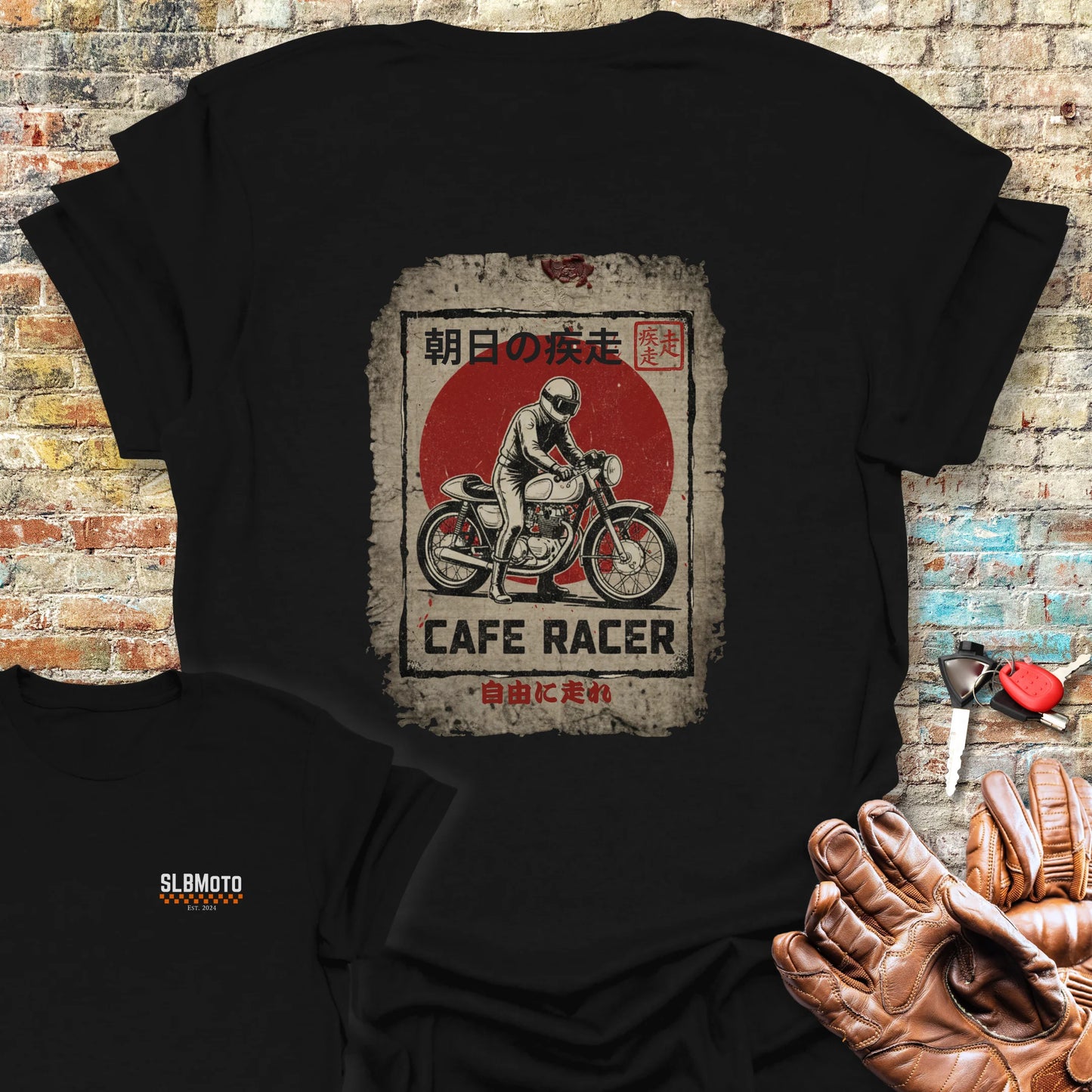 Rising Sun Racer Back Print T-Shirt - Black
