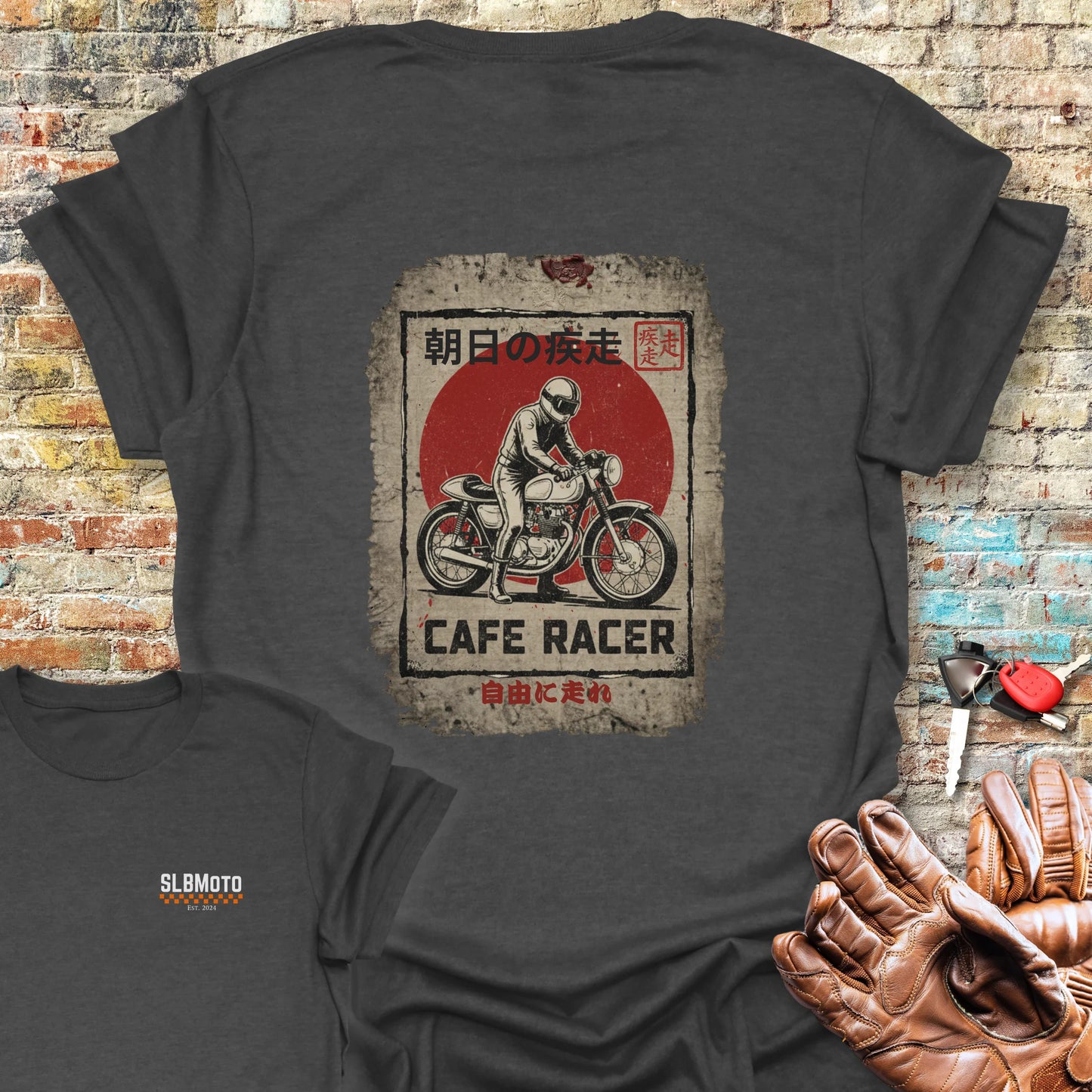 Rising Sun Racer Back Print T-Shirt - Dark Heather