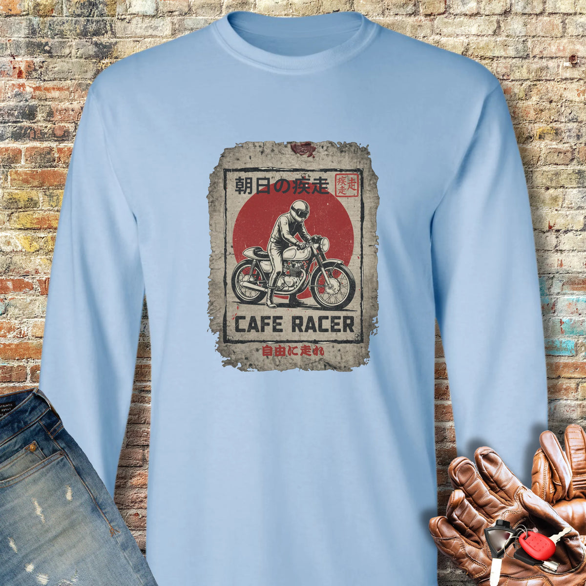 Rising Sun Racer Long Sleeve T-Shirt - Light Blue