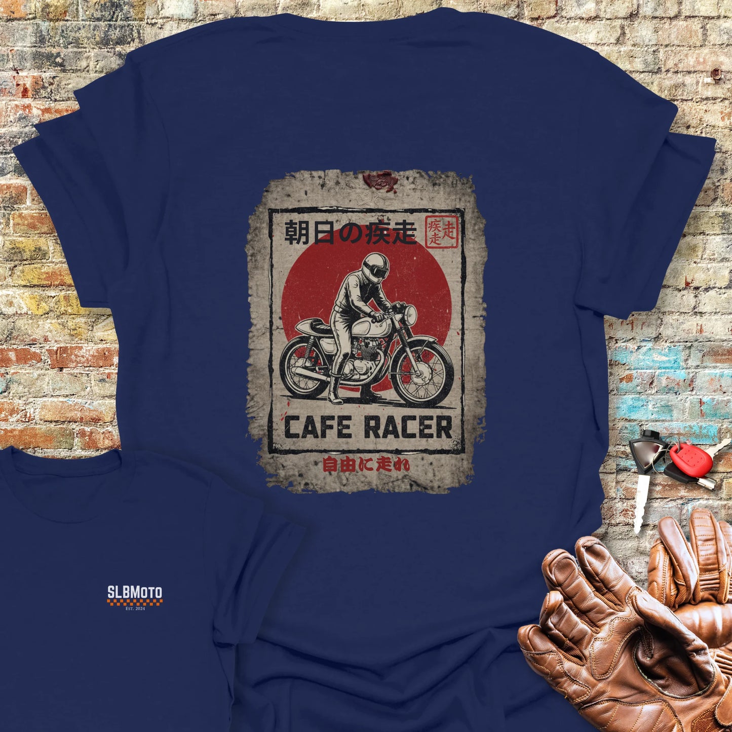 Rising Sun Racer Back Print T-Shirt - Navy