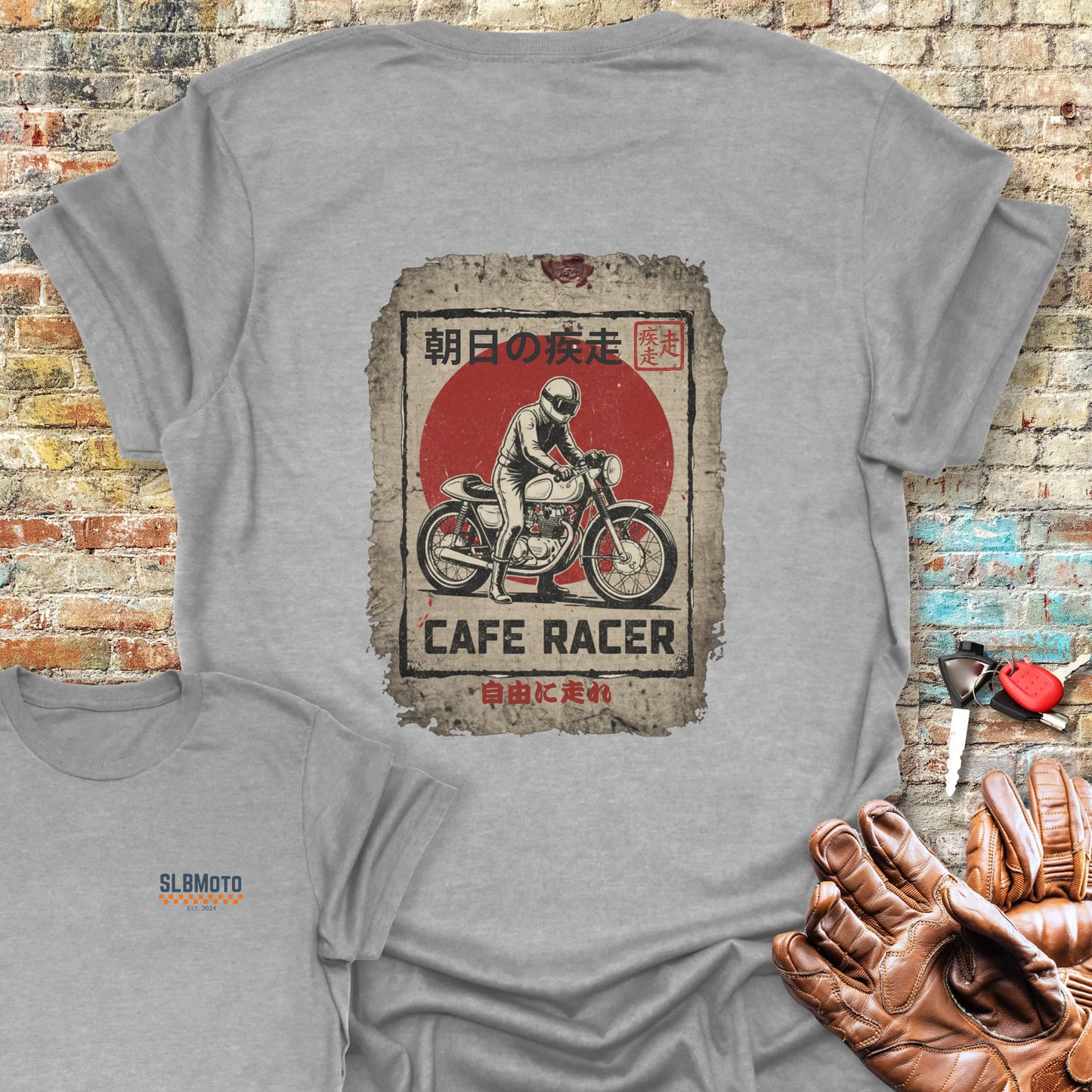 Rising Sun Racer Back Print T-Shirt - Sport Grey