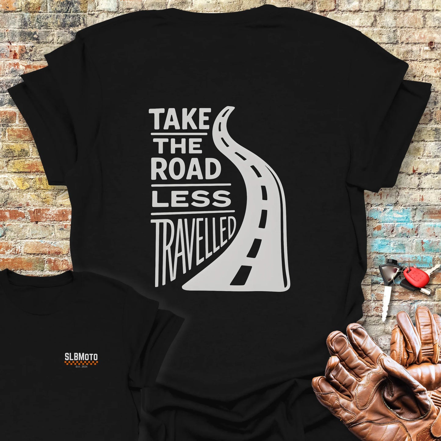 Road Less Travelled Back Print T-Shirt - Black