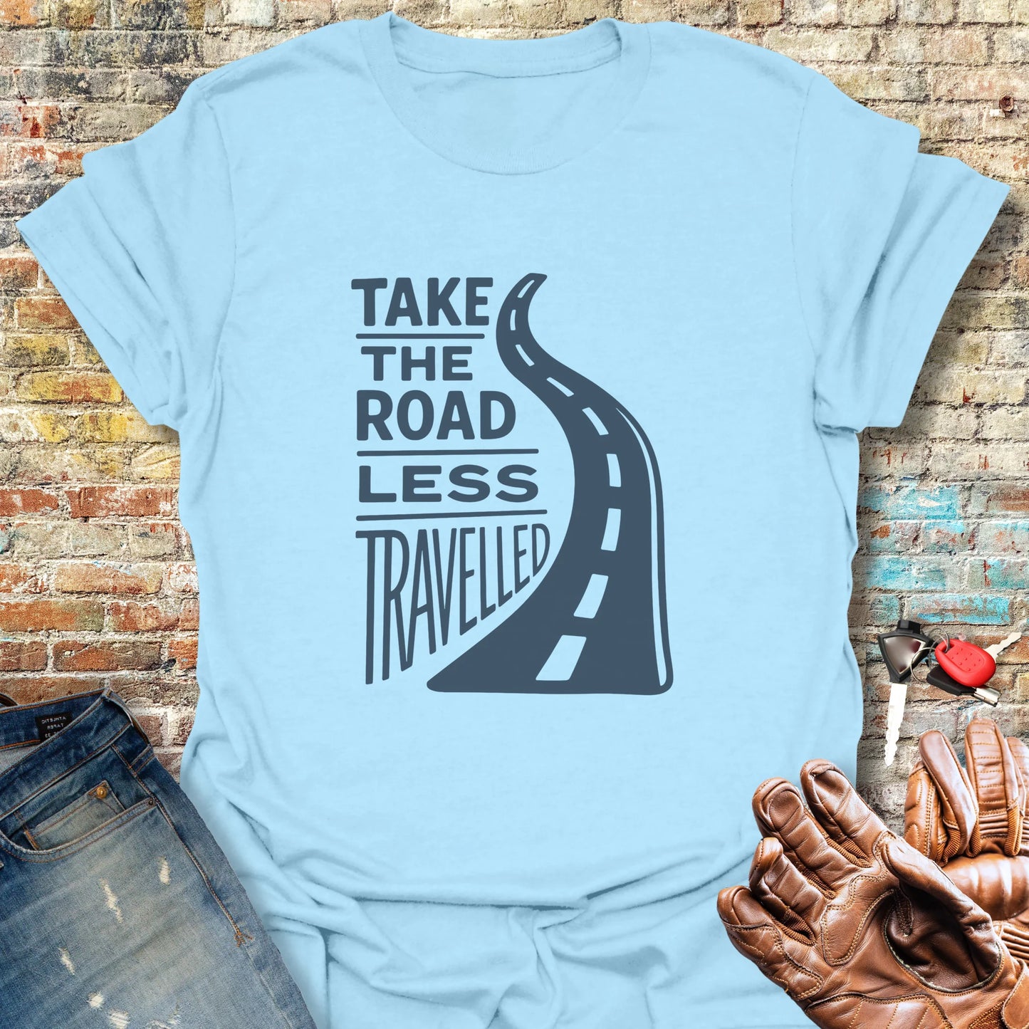Road Less Travelled T-Shirt - Light Blue