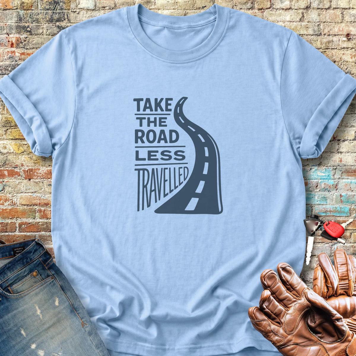 Road Less Travelled Classic T-Shirt - Light Blue