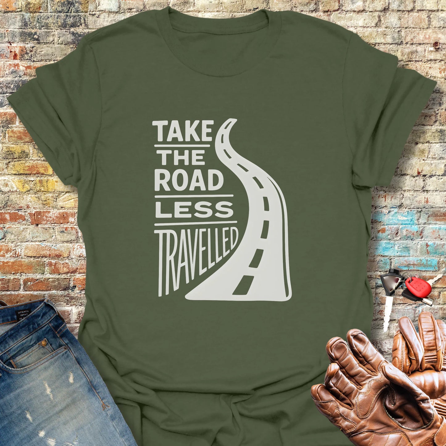 Road Less Travelled T-Shirt - Military Green