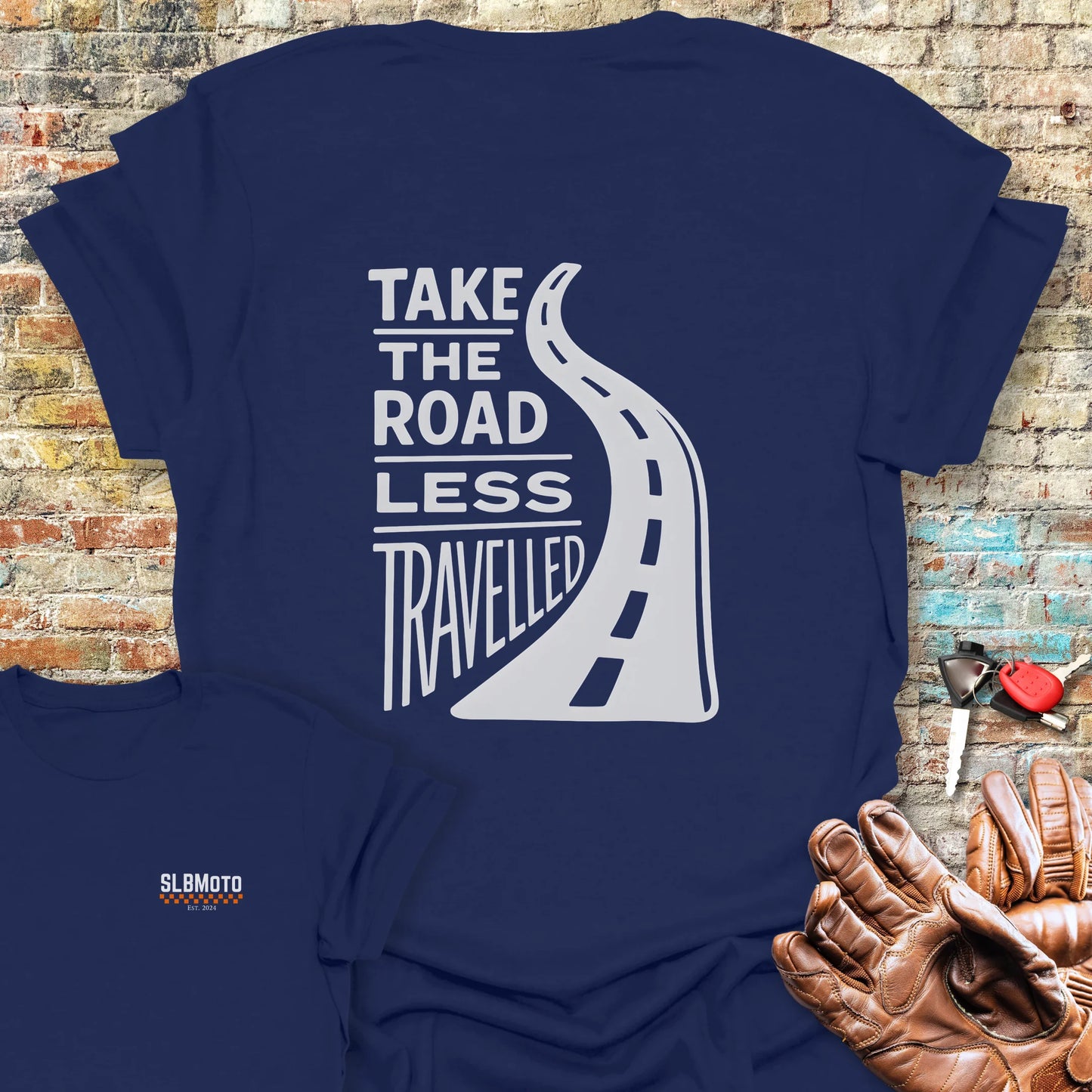 Road Less Travelled Back Print T-Shirt - Navy