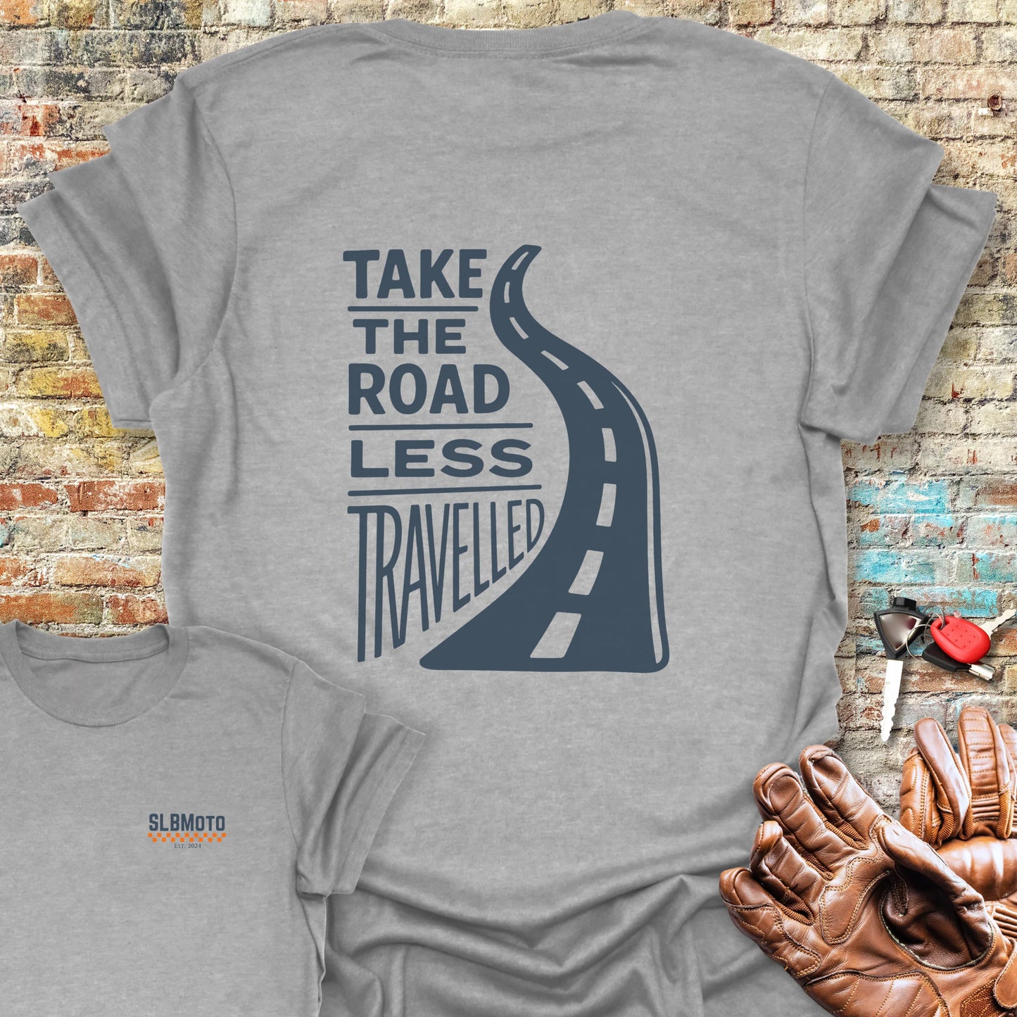 Road Less Travelled Back Print T-Shirt - Sport Grey