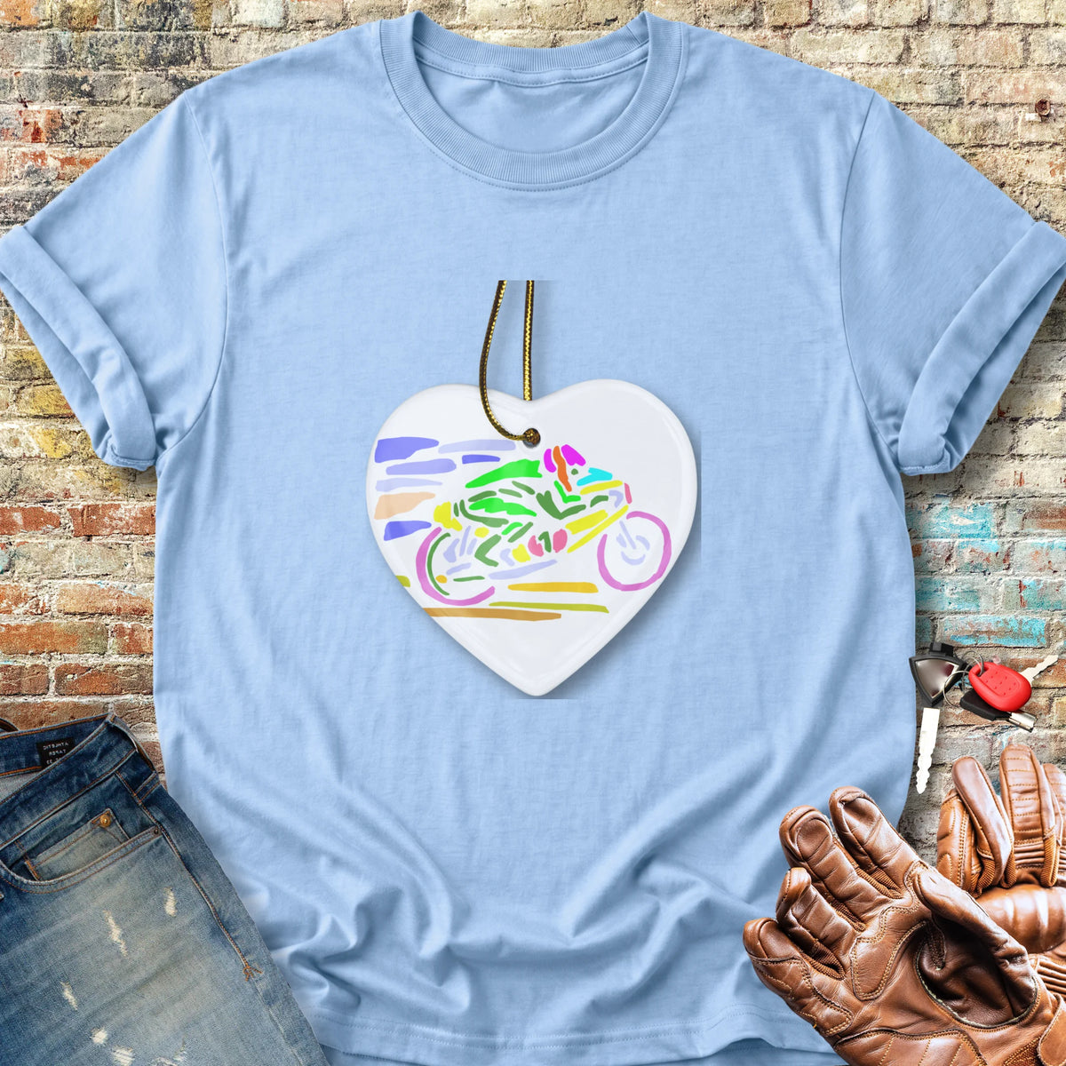 Road Race Necklace Classic T-Shirt - Light Blue
