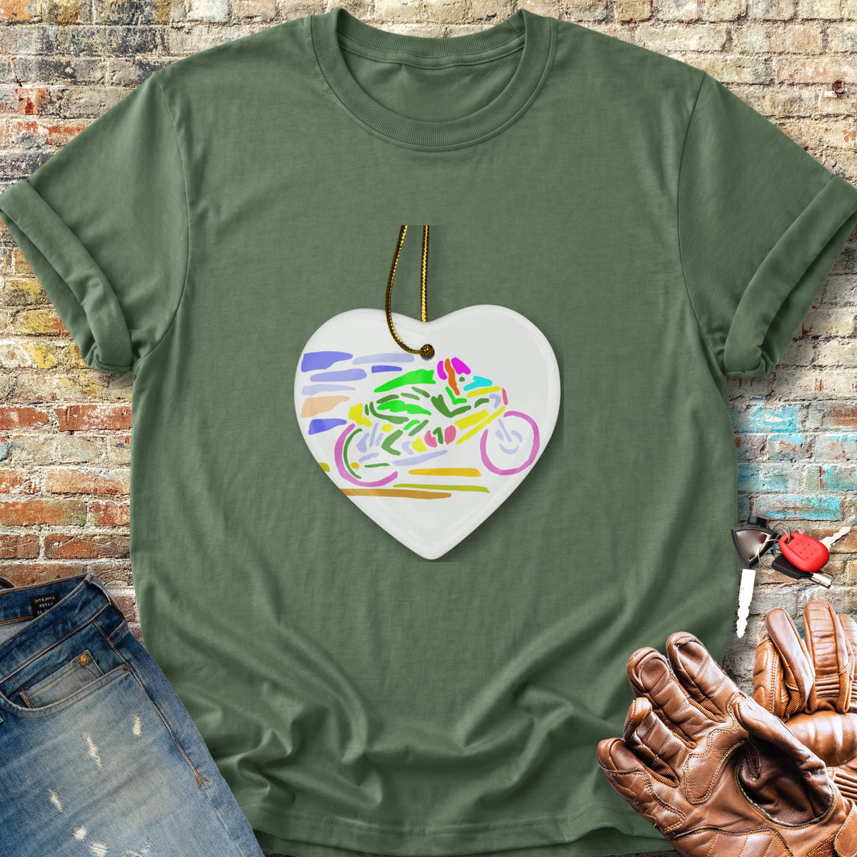 Road Race Necklace Classic T-Shirt - Military Green