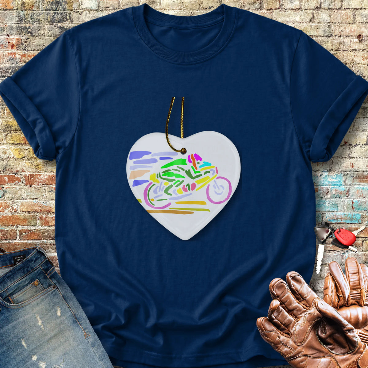 Road Race Necklace Classic T-Shirt - Navy