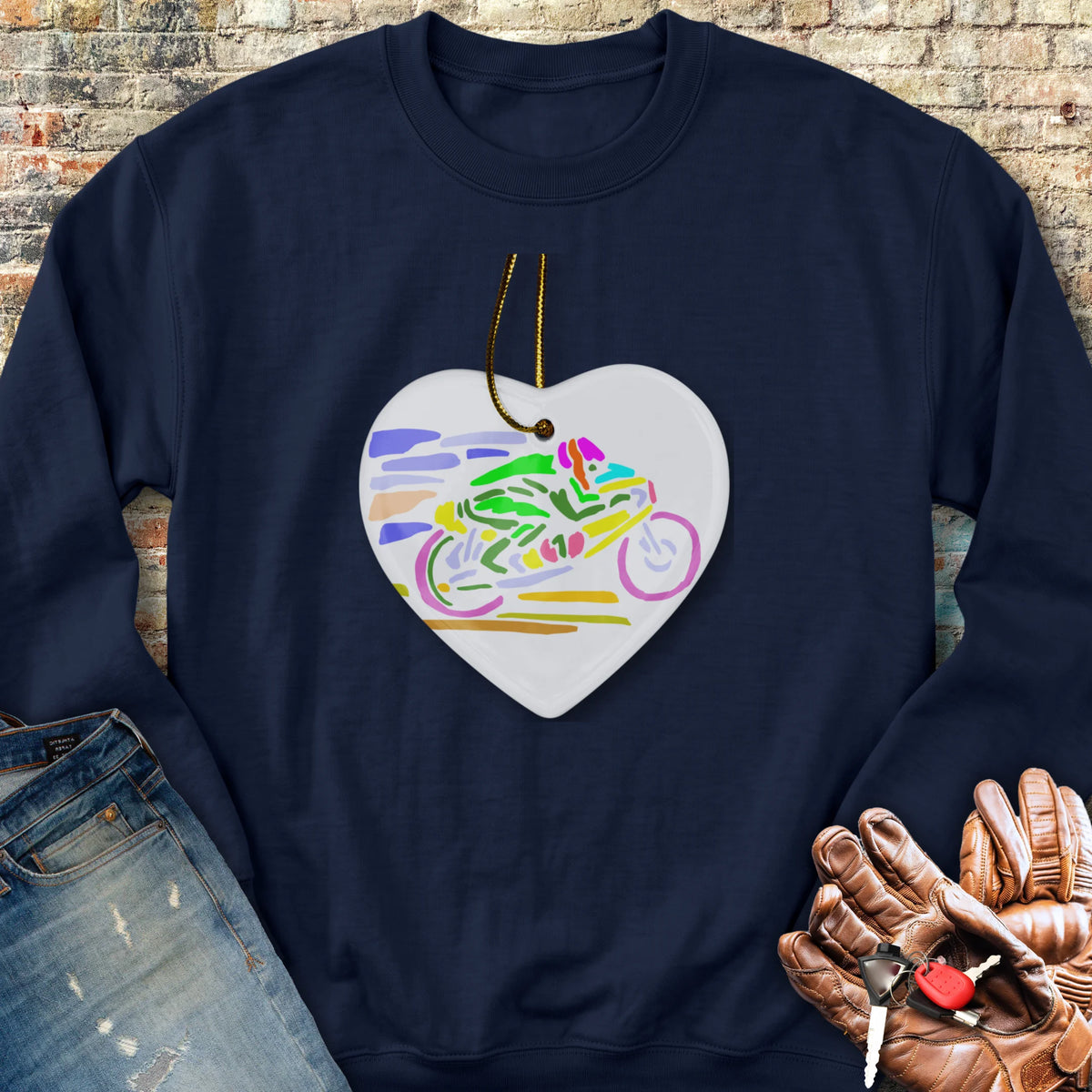Road Race Necklace Sweatshirt - Navy