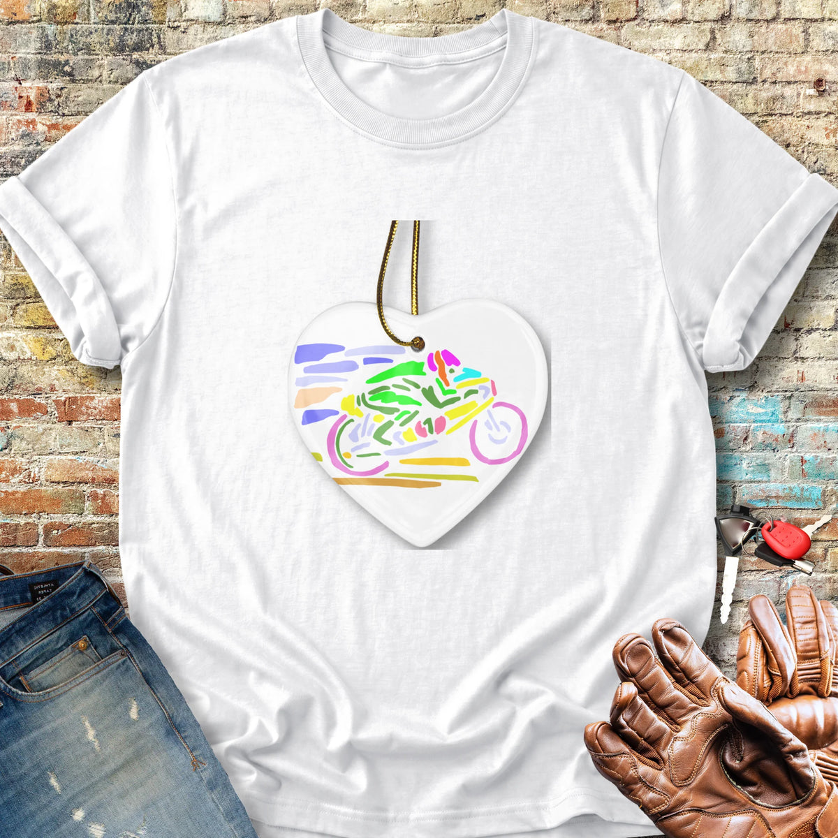 Road Race Necklace Classic T-Shirt - White