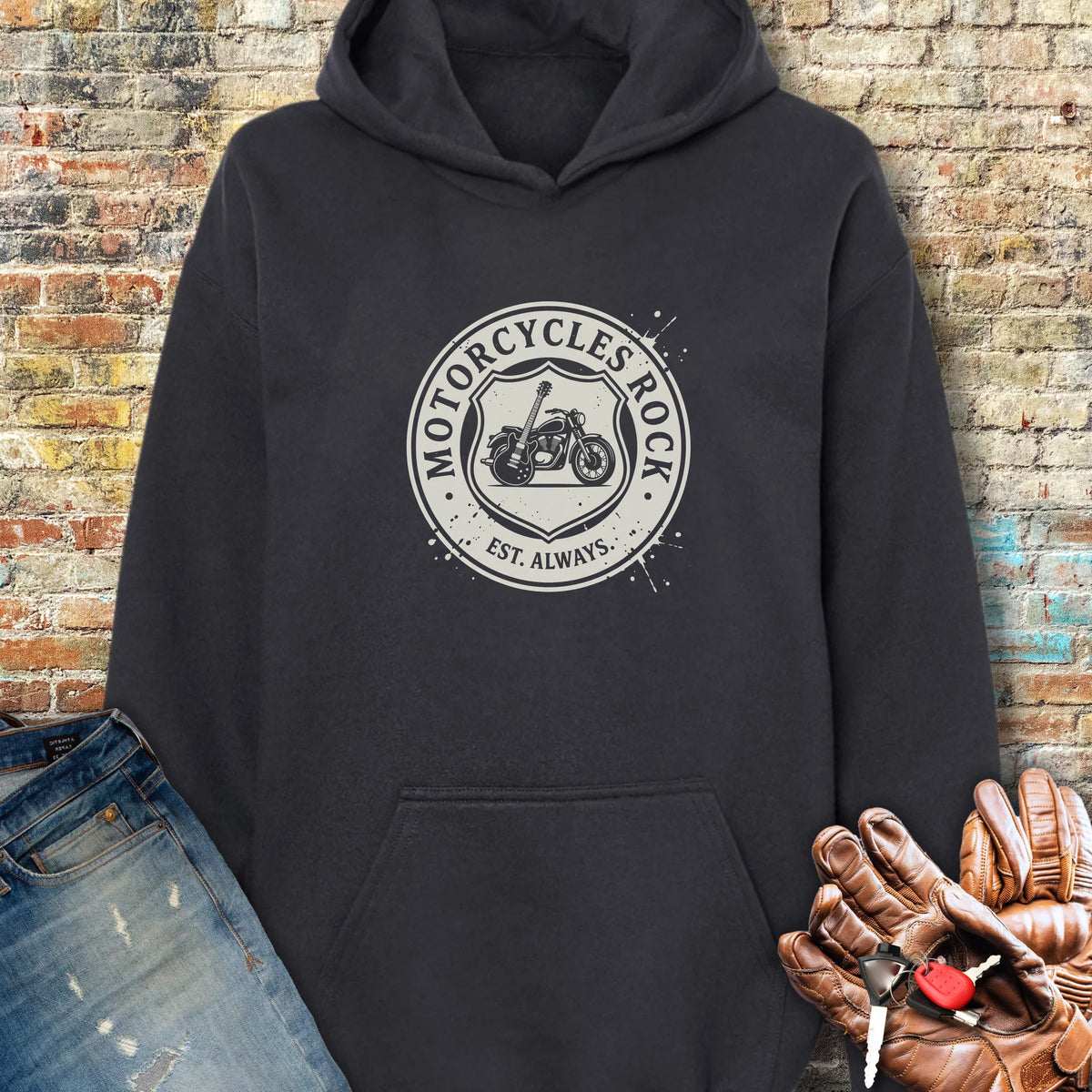 Rock Badge Hoodie - Black