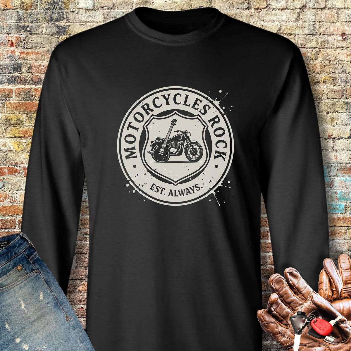 Rock Badge Long Sleeve T-Shirt - Black