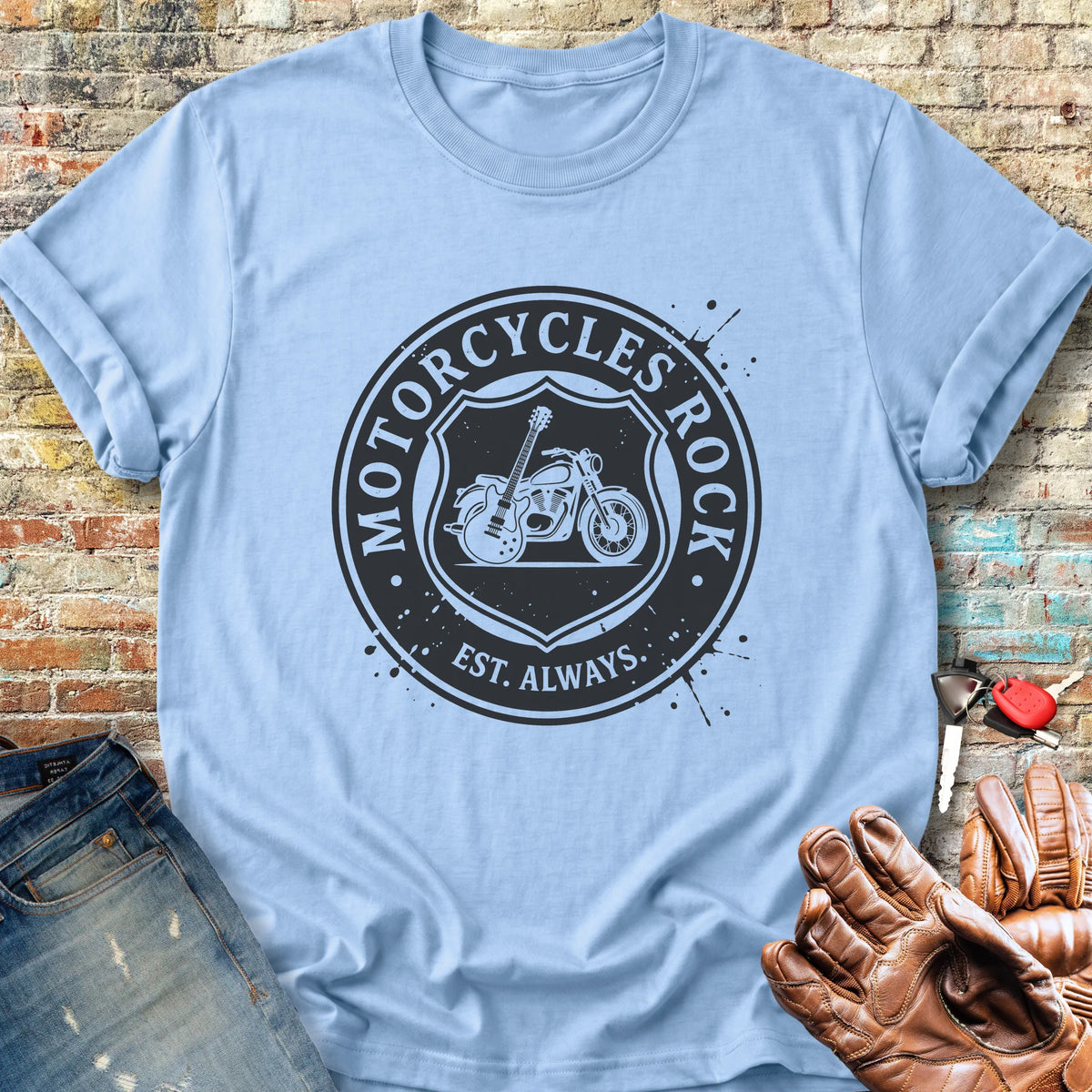 Rock Badge Classic T-Shirt - Light Blue