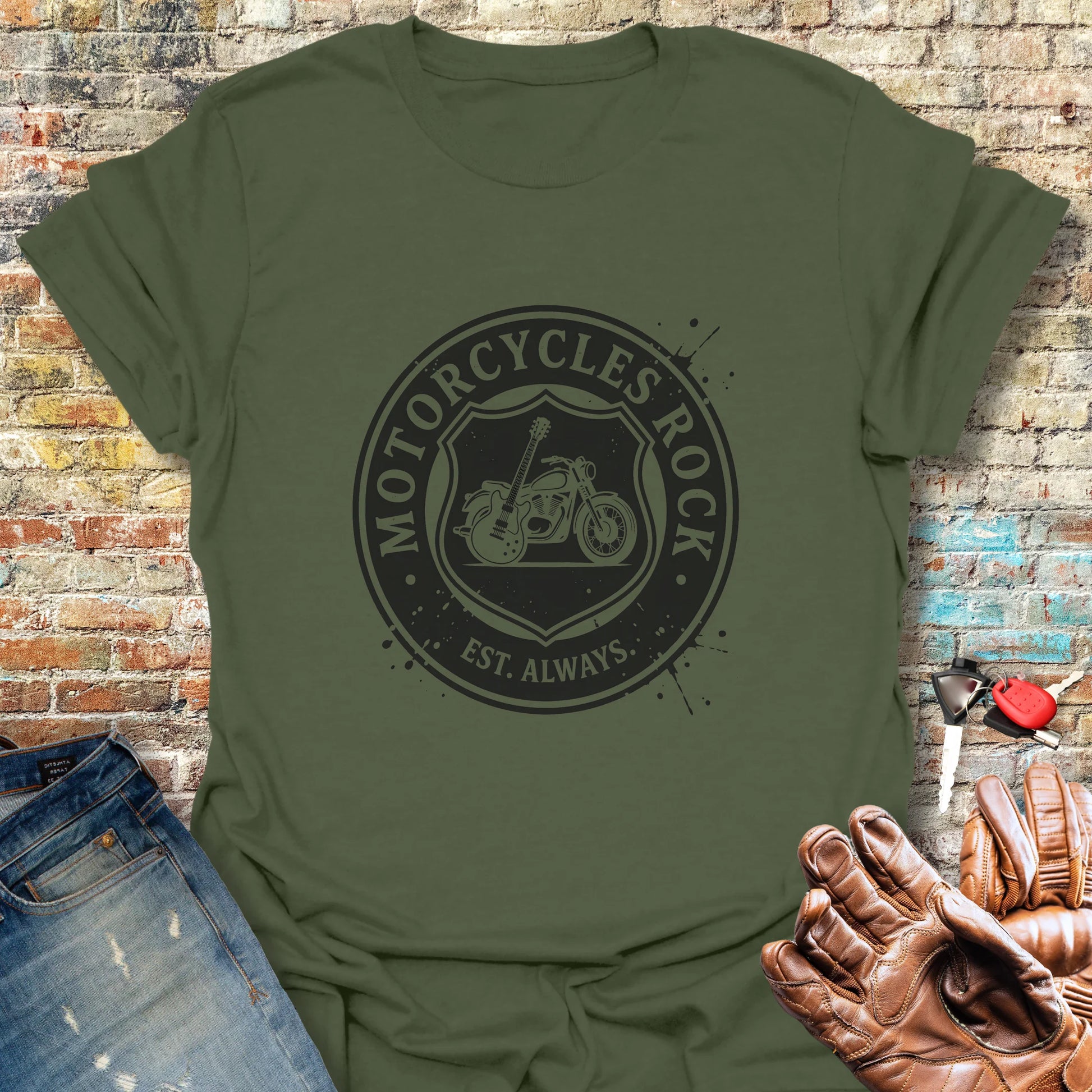 Rock Badge T-Shirt - Military Green