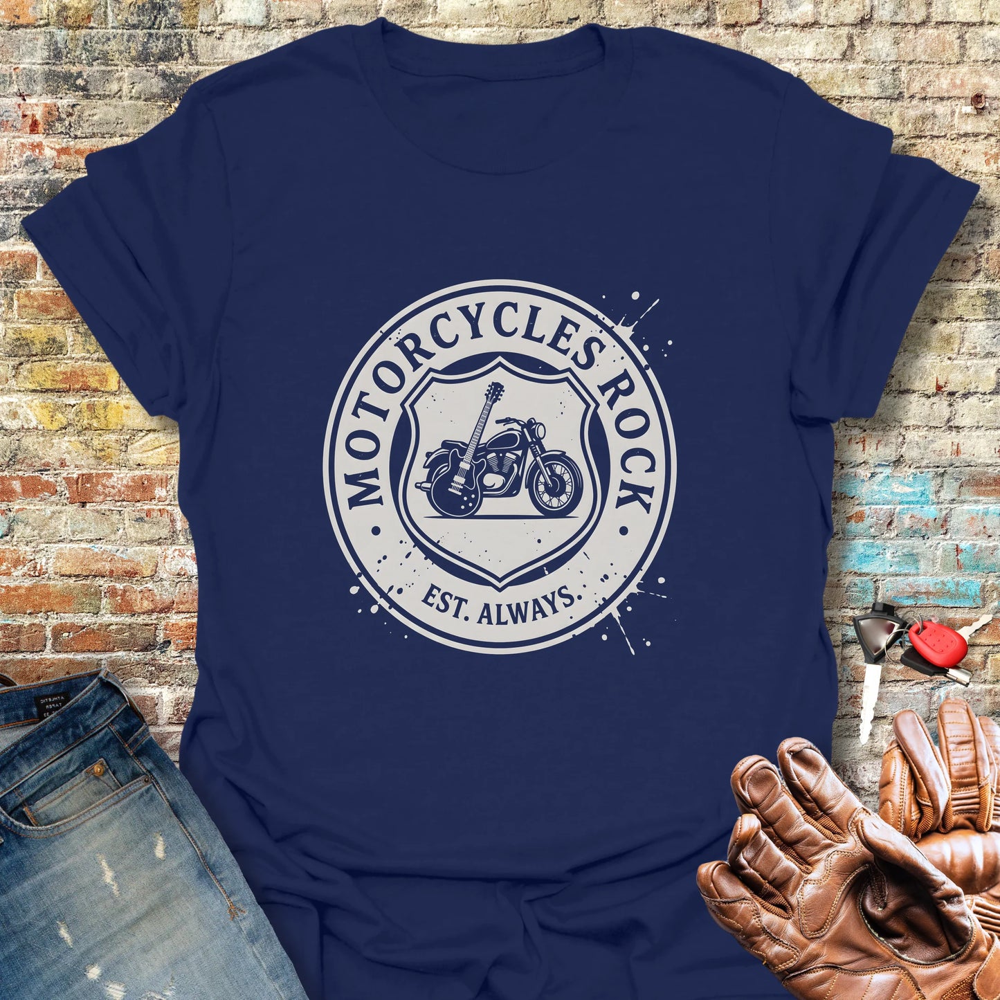 Rock Badge T-Shirt - Navy