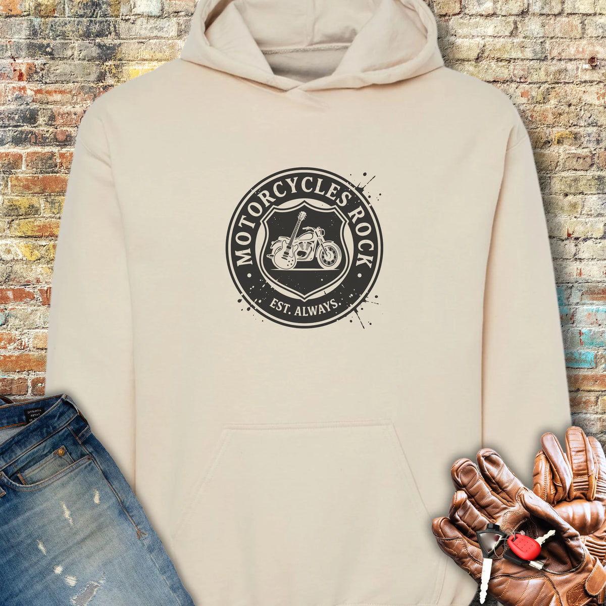 Rock Badge Hoodie - Sand