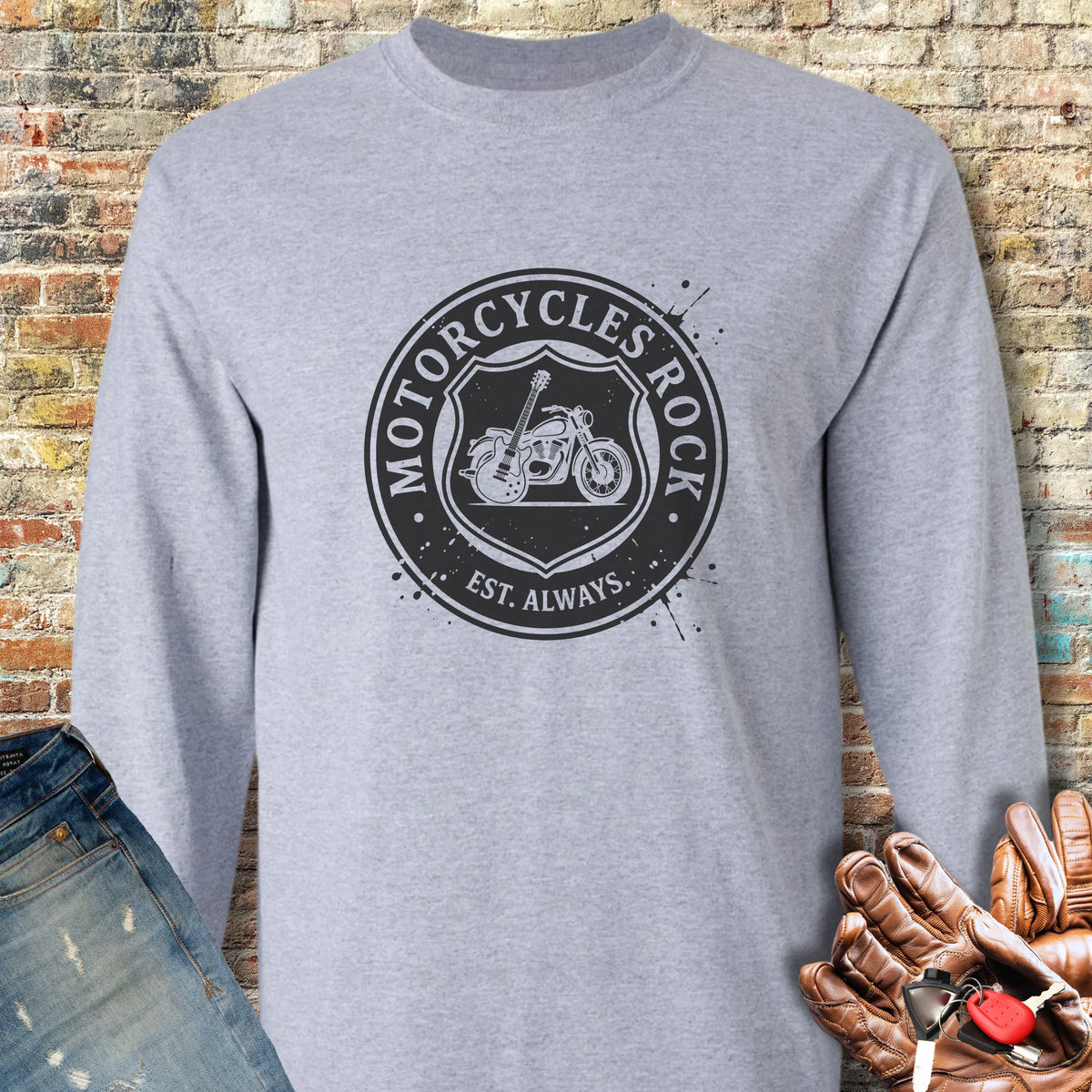 Rock Badge Long Sleeve T-Shirt - Sport Grey