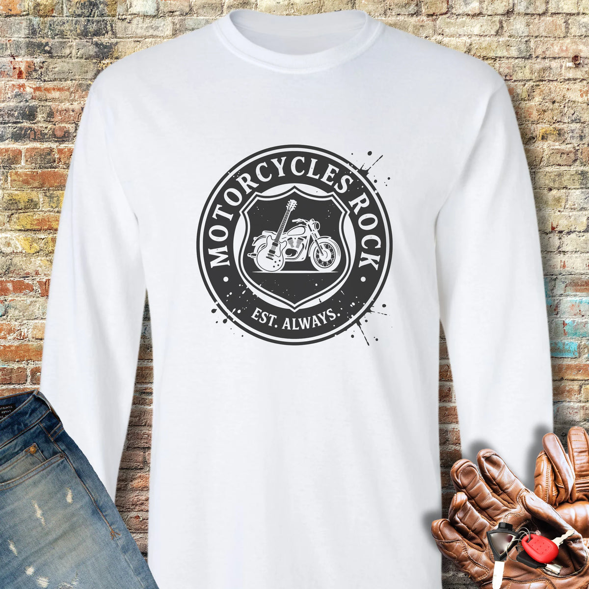 Rock Badge Long Sleeve T-Shirt - White