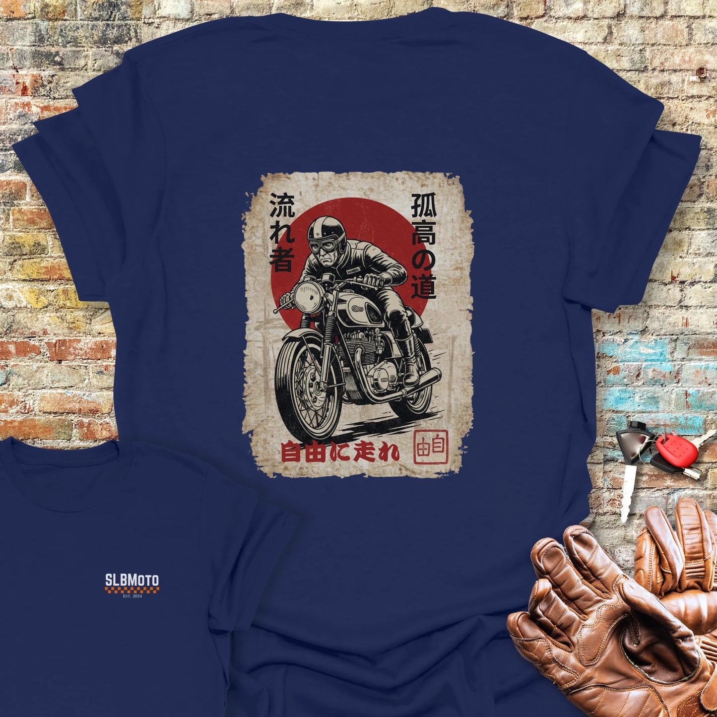 Ronin Rider Back Print T-Shirt - Navy