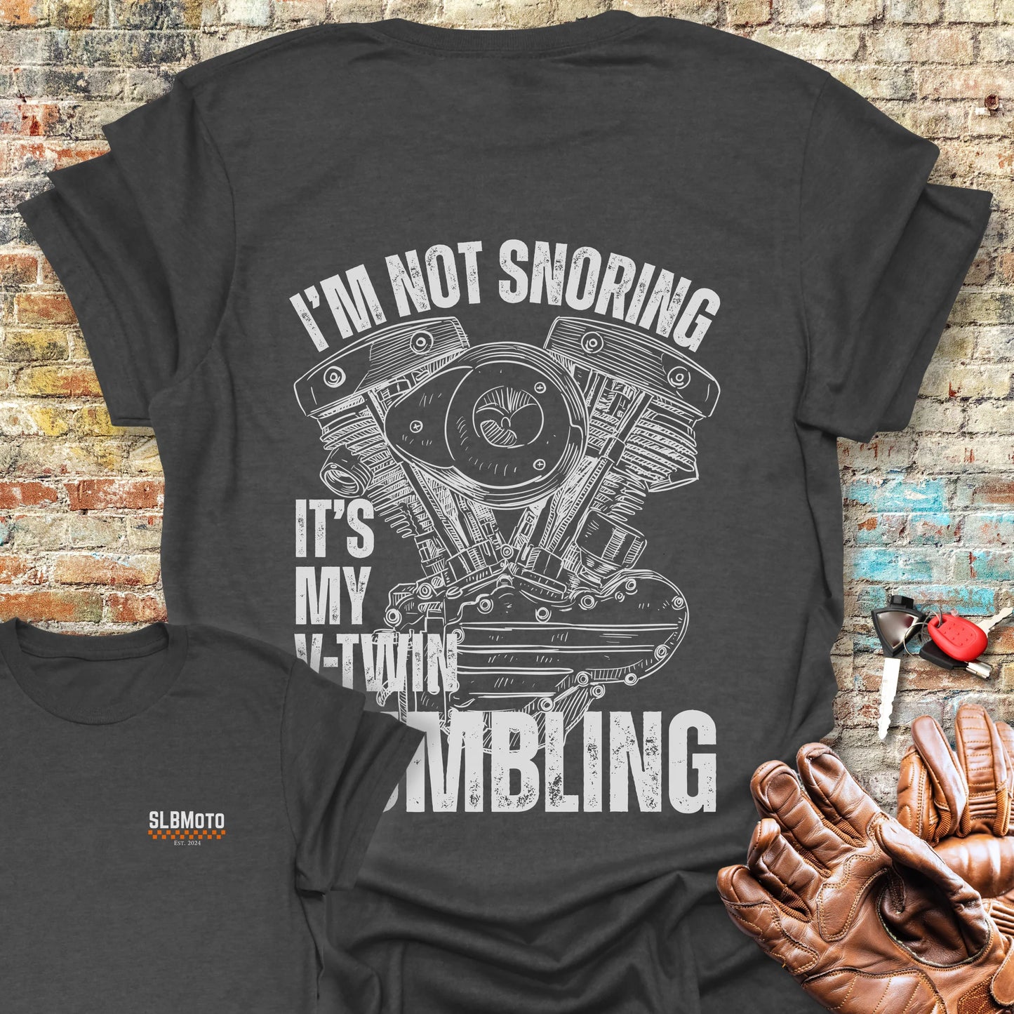 Rumbling Back Print T-Shirt - Dark Heather