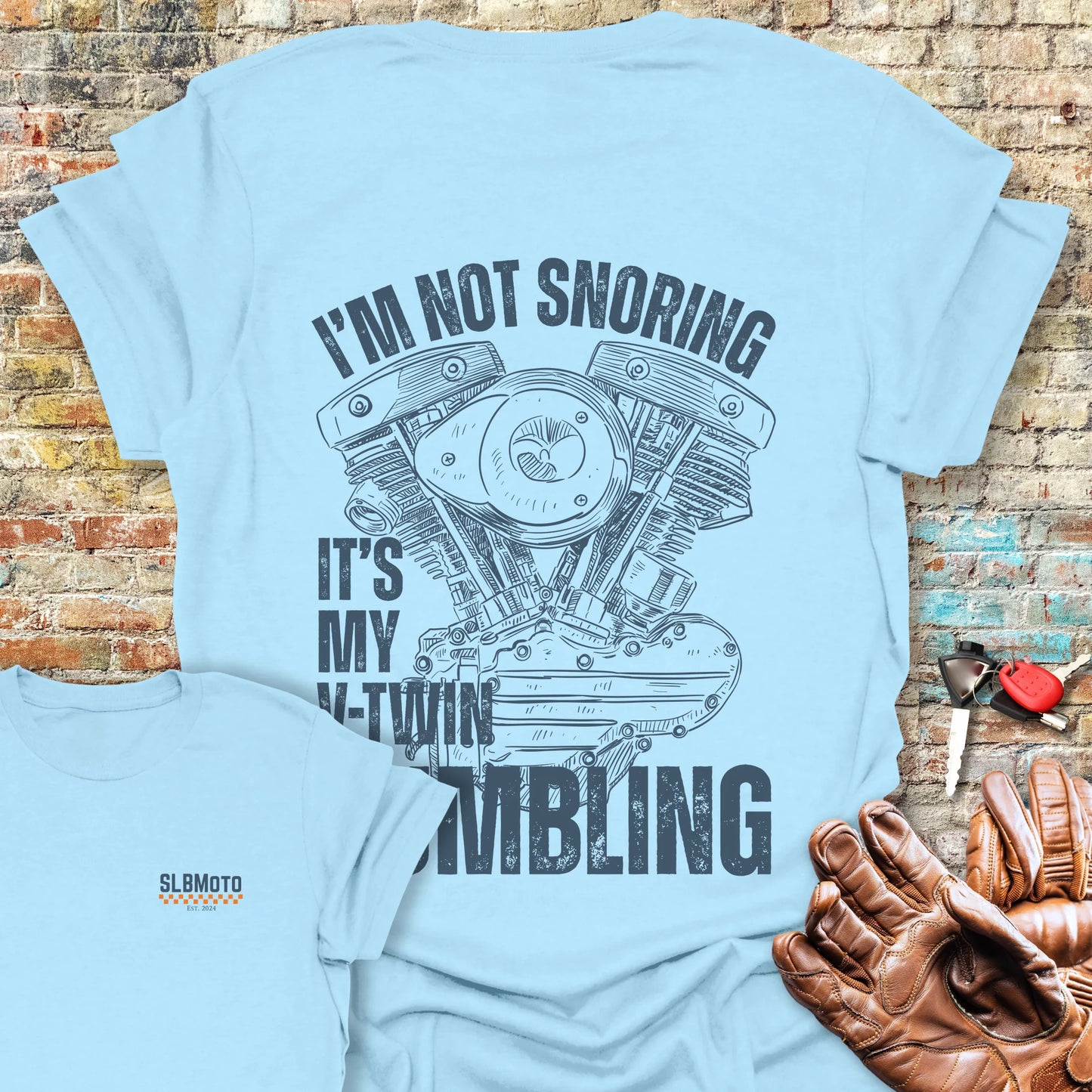 Rumbling Back Print T-Shirt - Light Blue