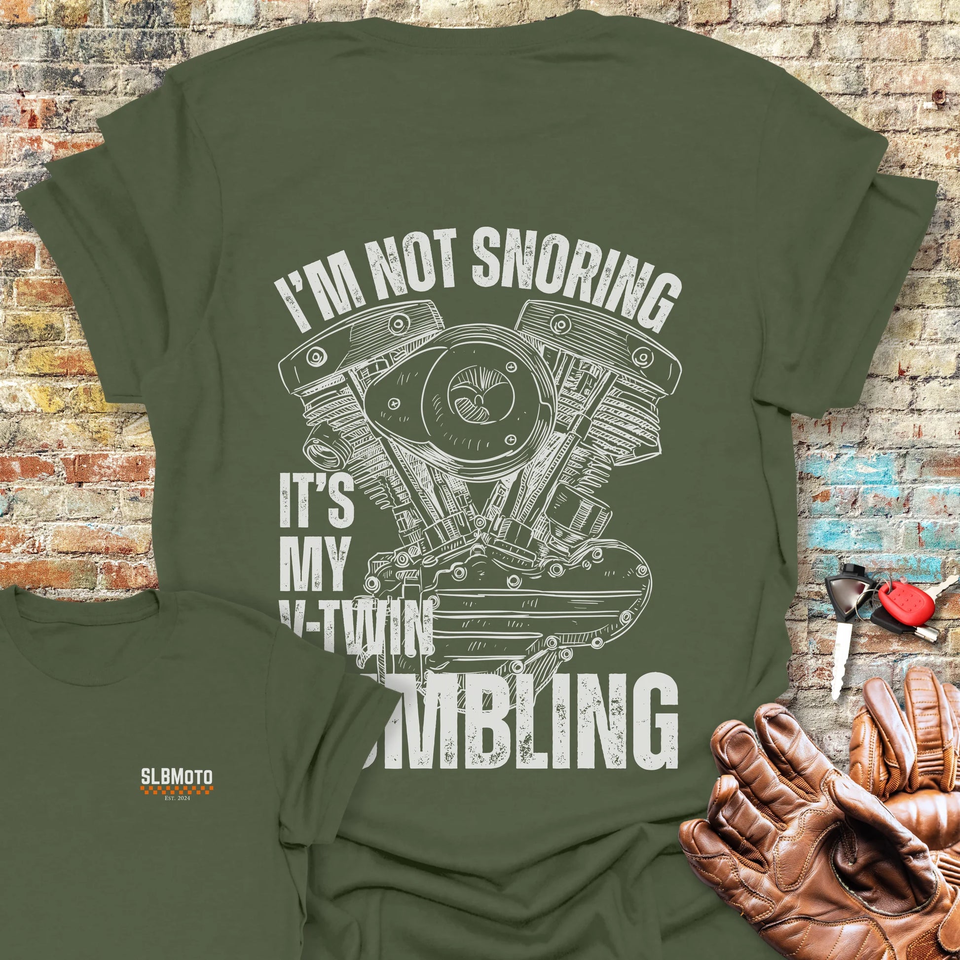 Rumbling Back Print T-Shirt - Military Green