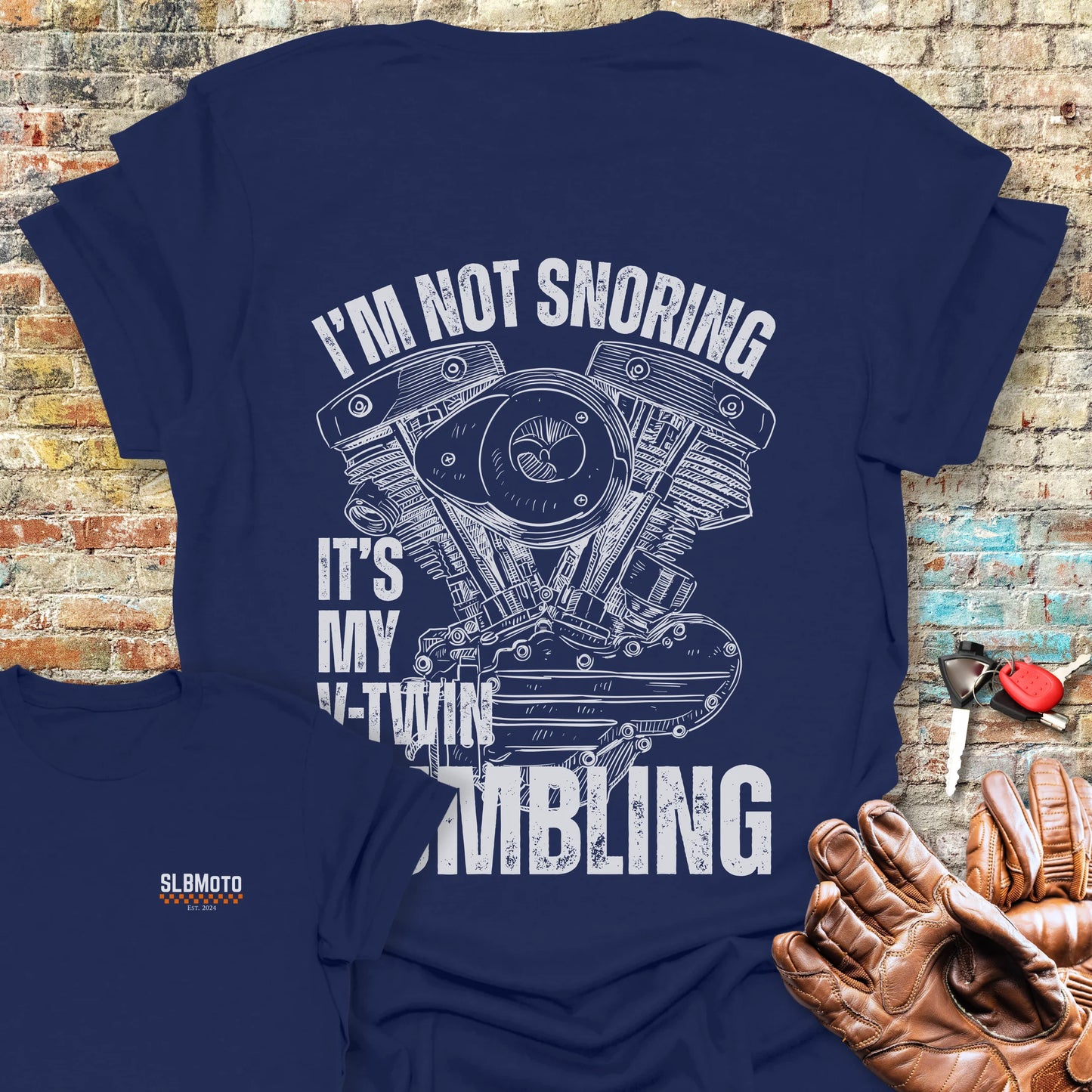 Rumbling Back Print T-Shirt - Navy