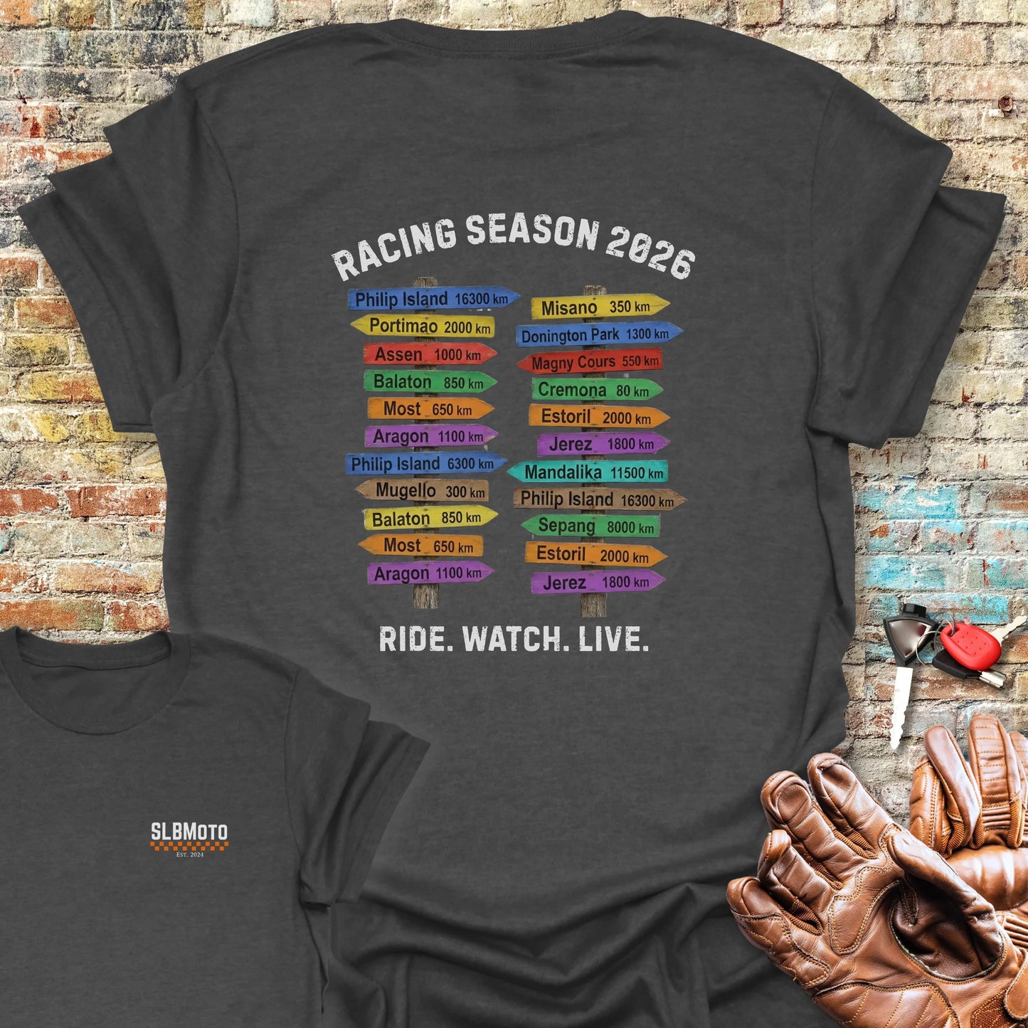 SBK World Tour 2026 Back Print T-Shirt - Dark Heather