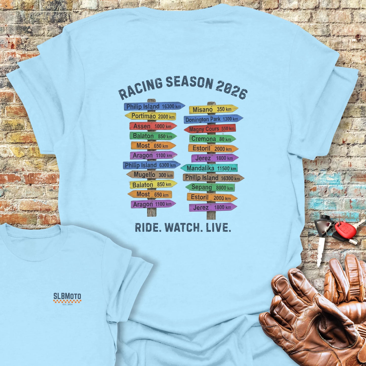 SBK World Tour 2026 Back Print T-Shirt - Light Blue