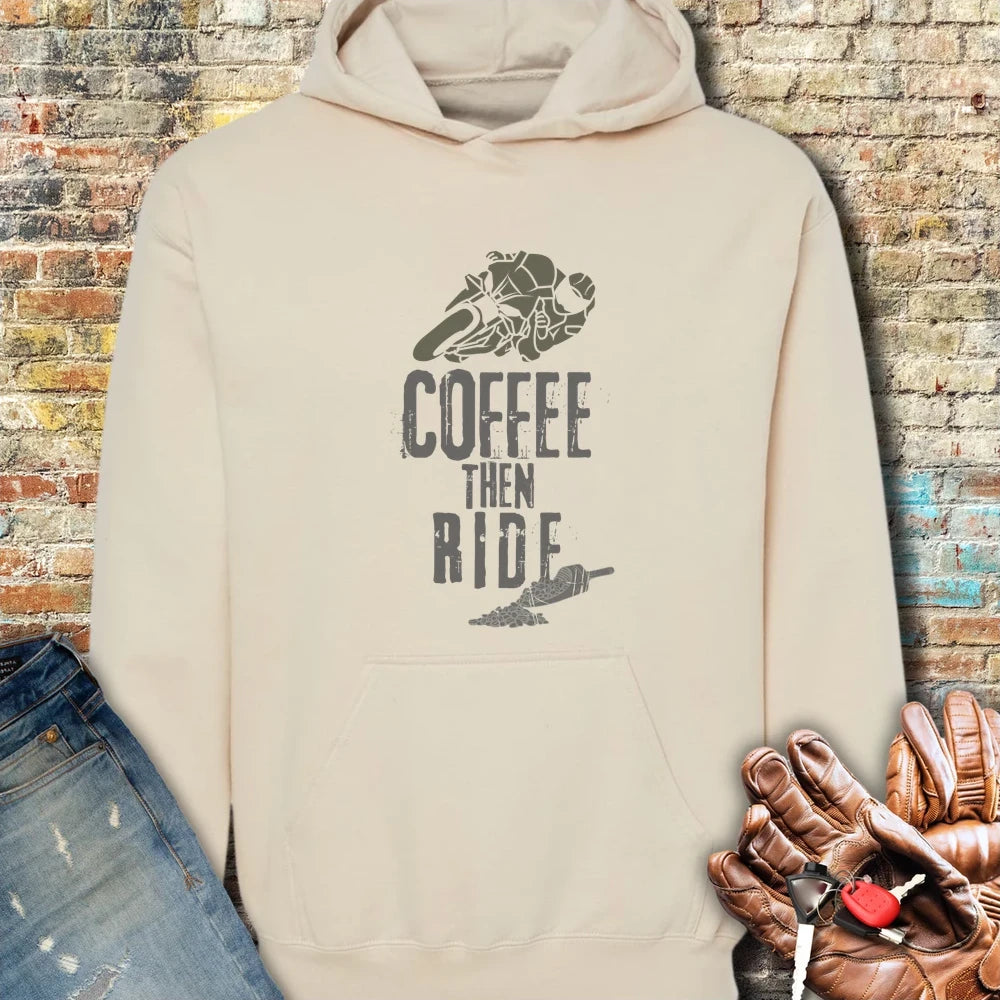 Coffee Then Ride (Race) Hoodie - Sand