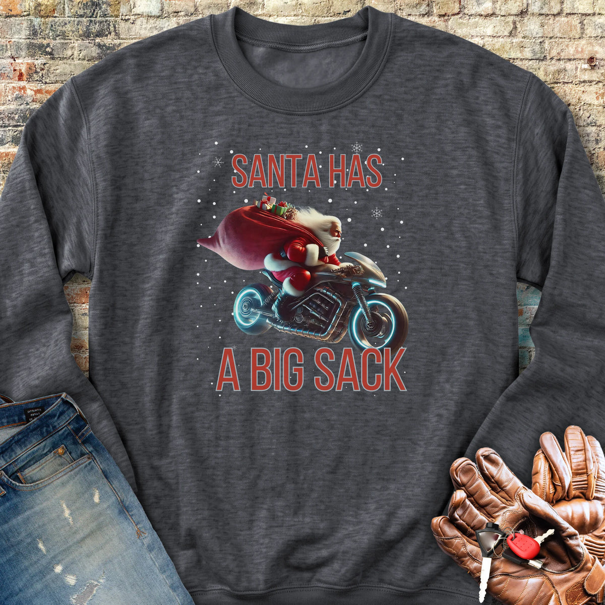 Santa Has A Big Sack Sweatshirt - Dark Heather