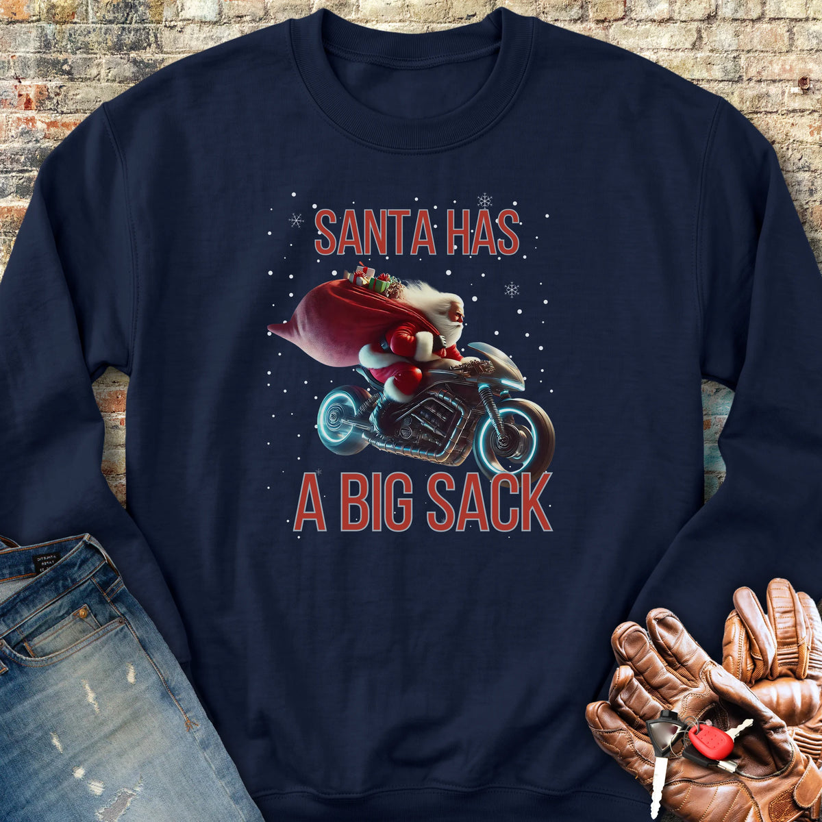 Santa Has A Big Sack Sweatshirt - Navy