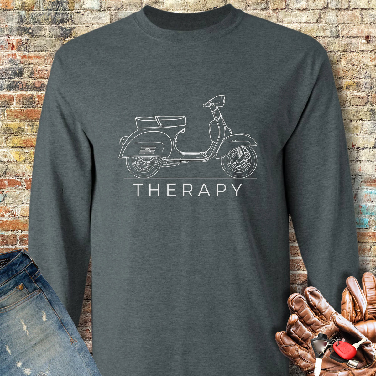 Scooter Therapy Long Sleeve T-Shirt - Dark Heather