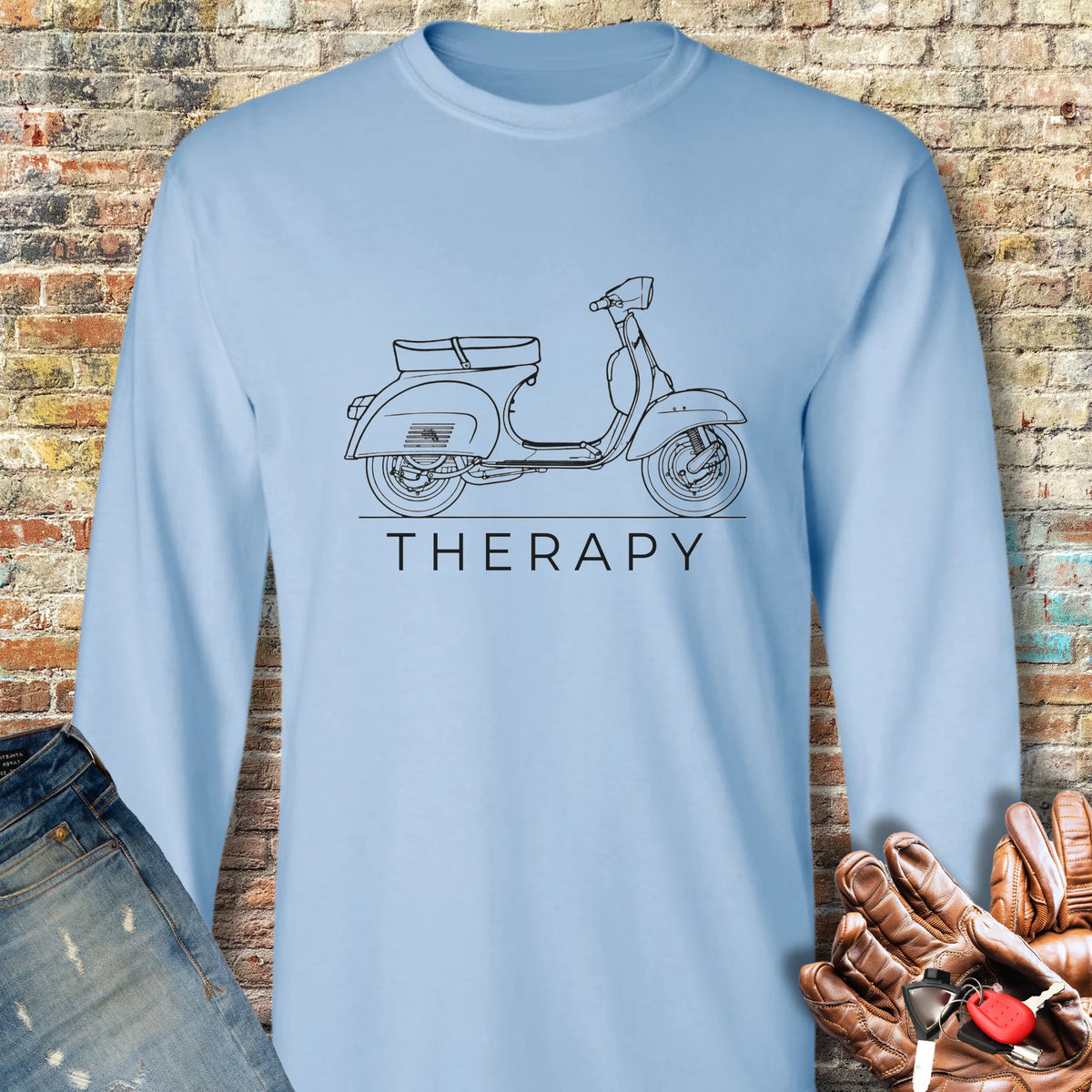 Scooter Therapy Long Sleeve T-Shirt - Light Blue