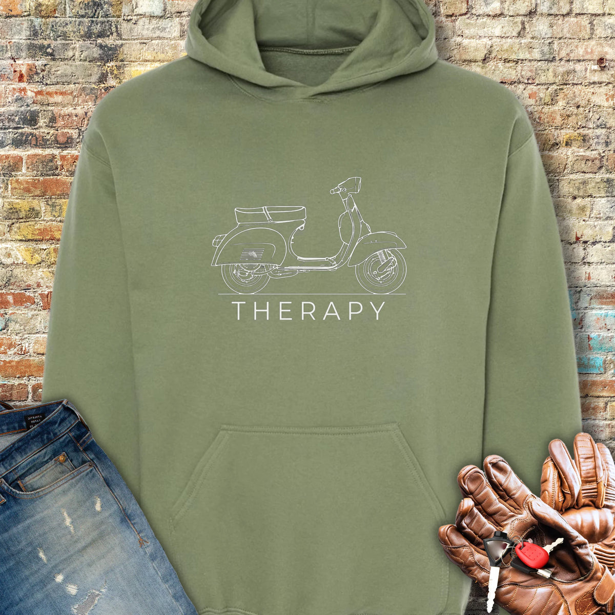 Scooter Therapy Hoodie - Military Green