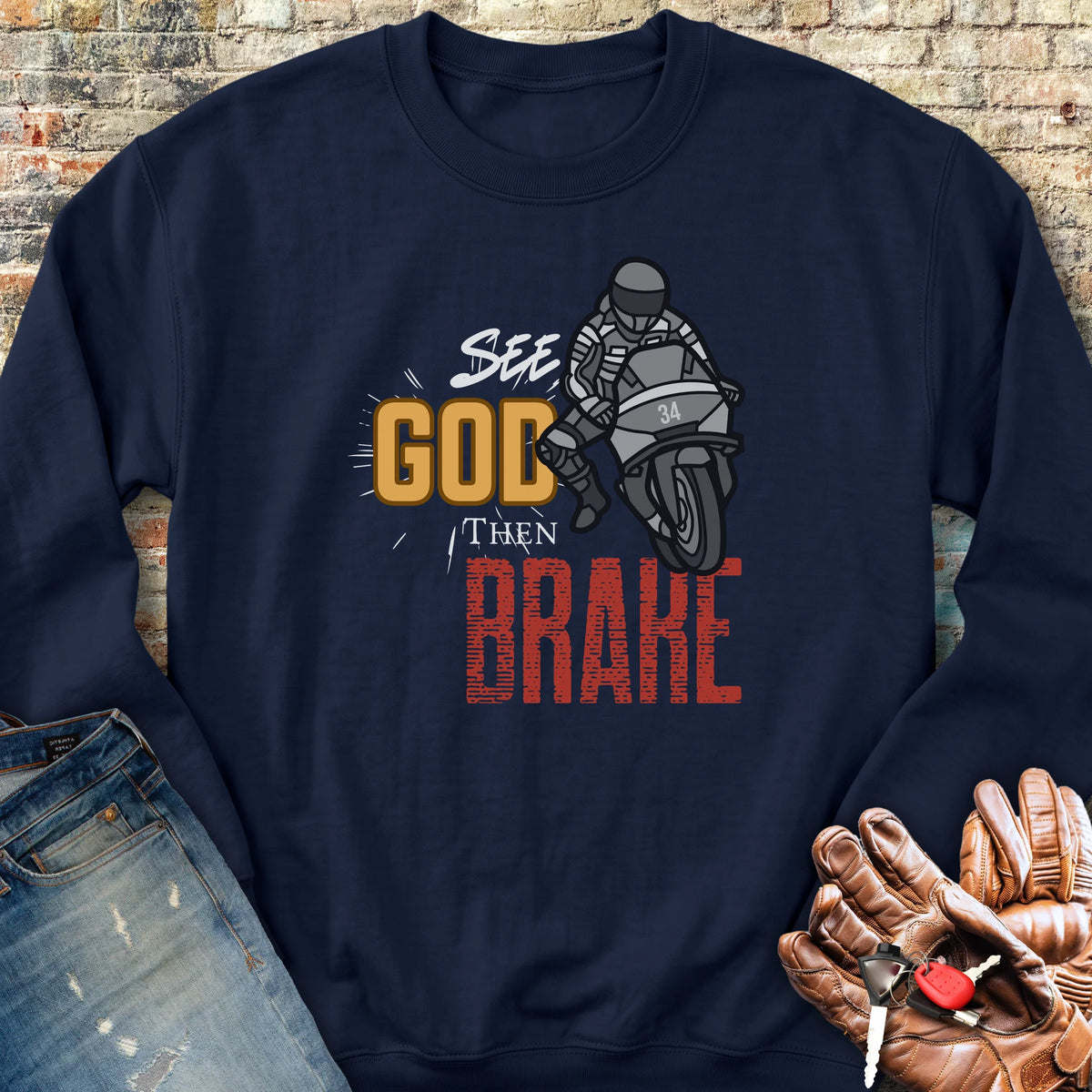 See God Then Brake Sweatshirt - Navy