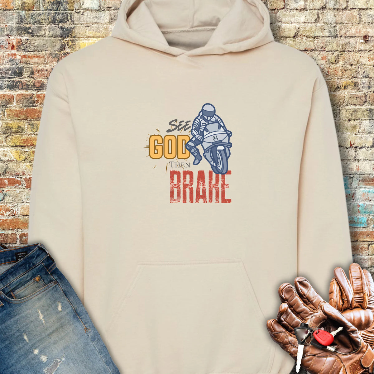 See God Then Brake Hoodie - Sand