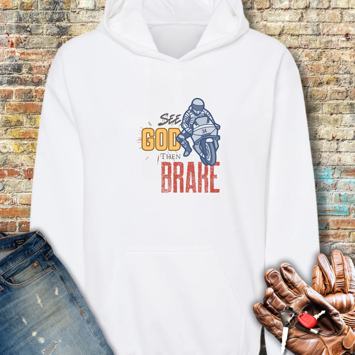 See God Then Brake Hoodie - White