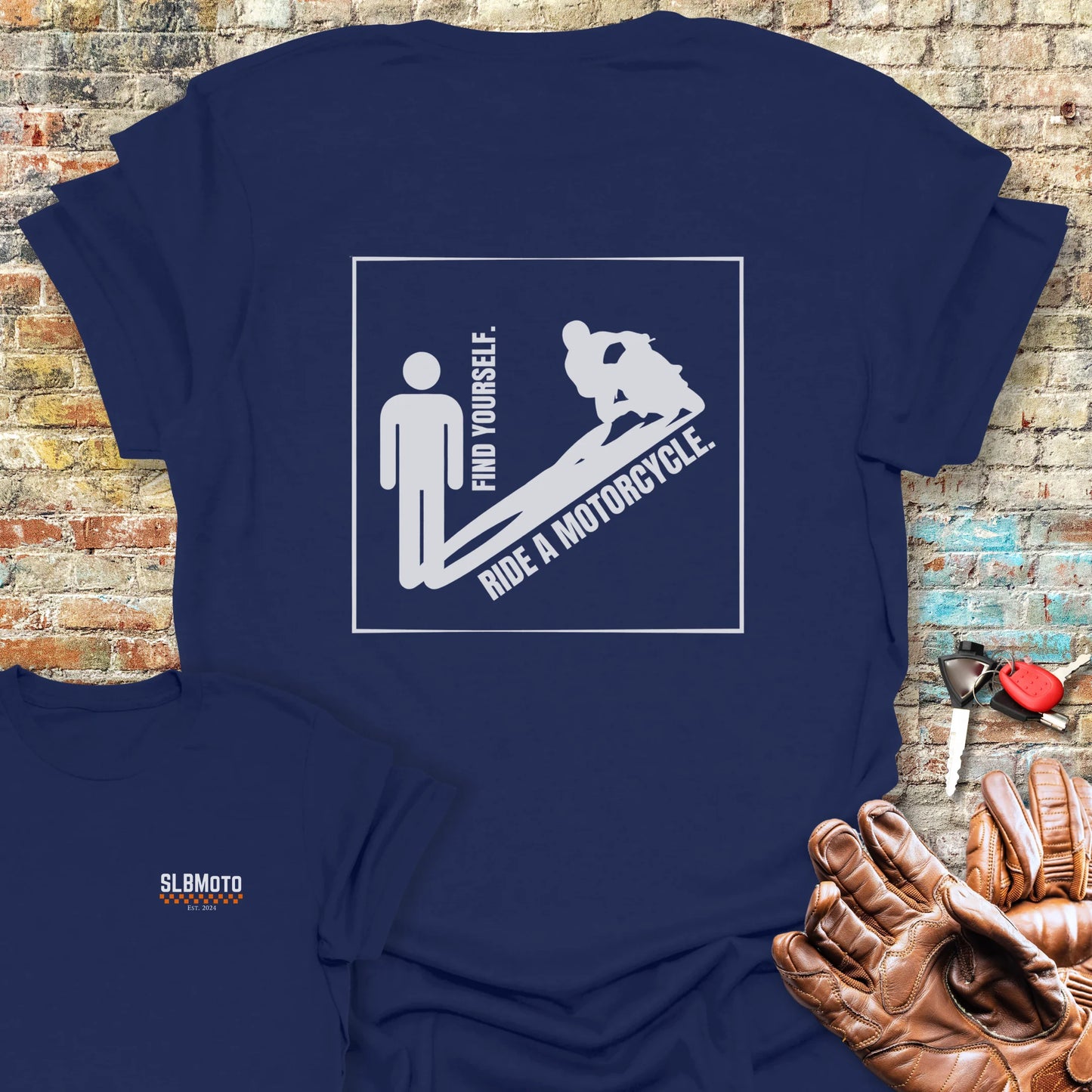 Shadow Back Print T-Shirt - Navy