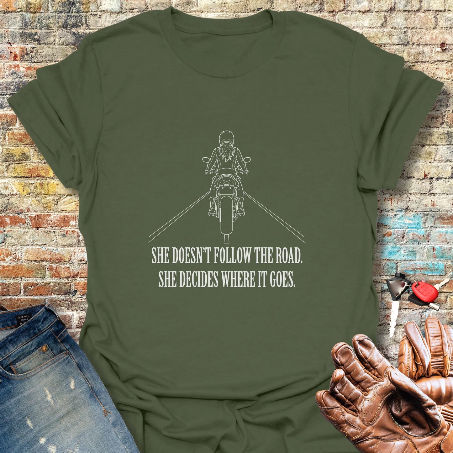 She Decides T-Shirt - Military Green